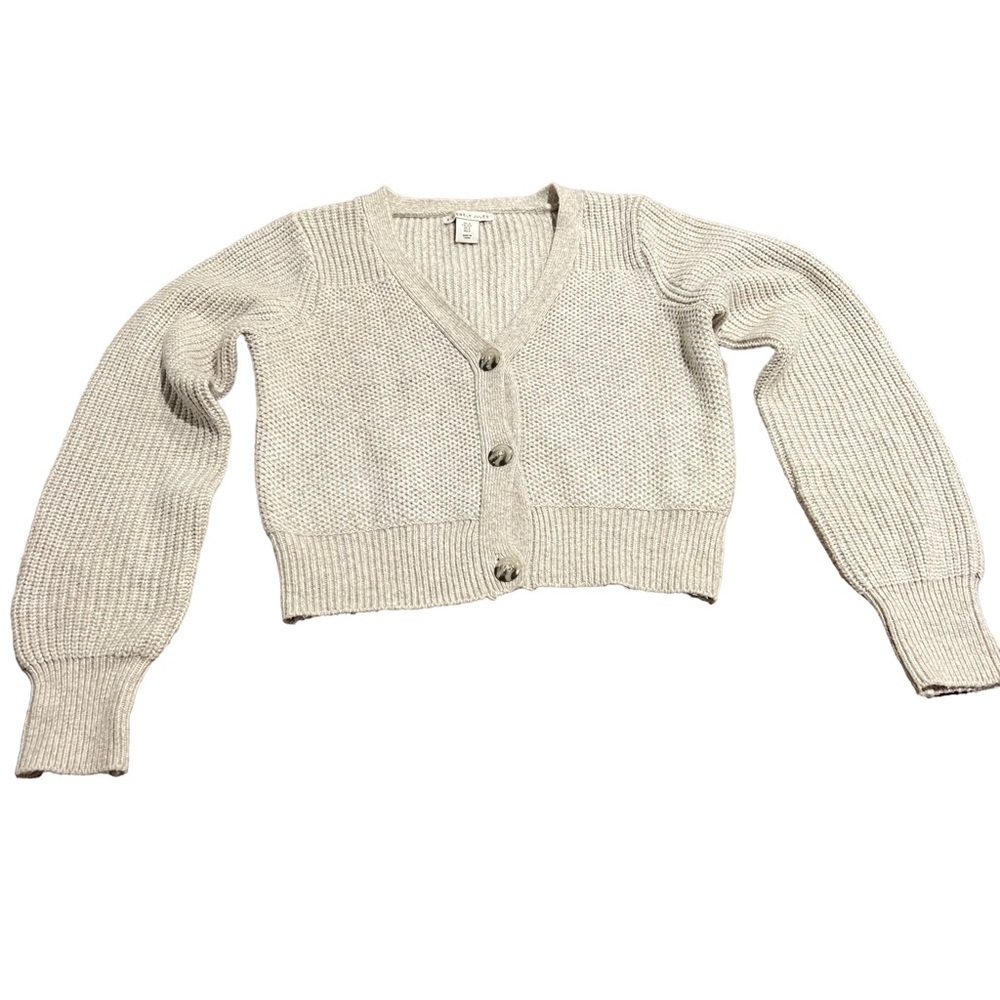 Sincerely Jules Women’s Cropped Cardigan Sweater Textured Ribbed Button Up S